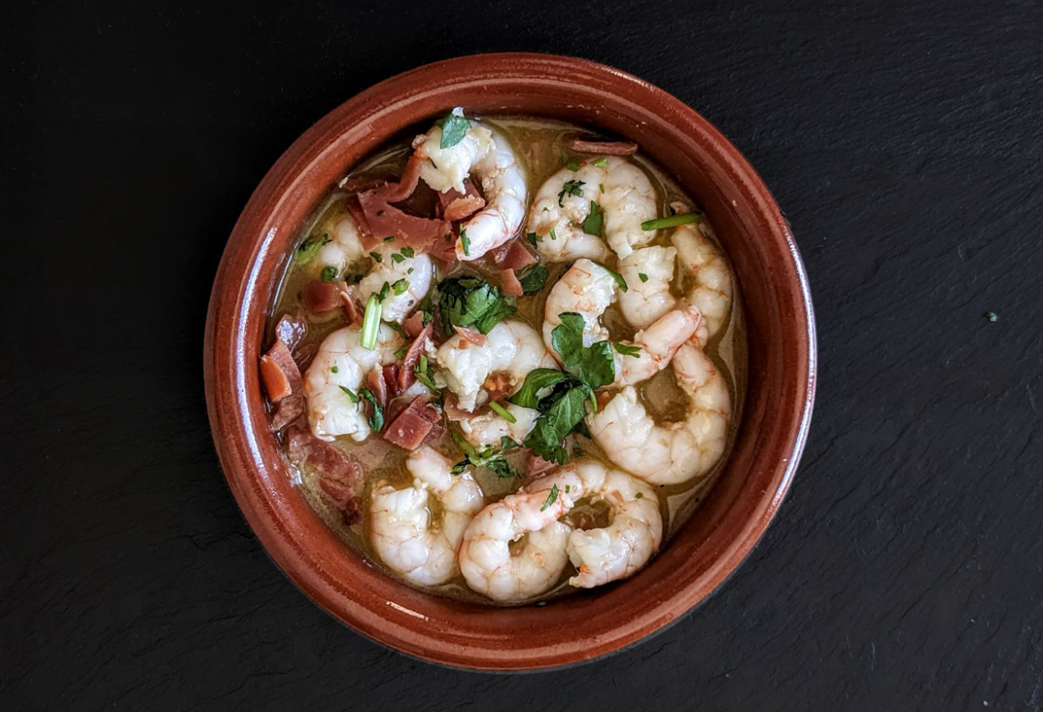 Tapas: Gambas con fino y jamón -garnélarák sherryvel és jamónnal - Jamon.hu