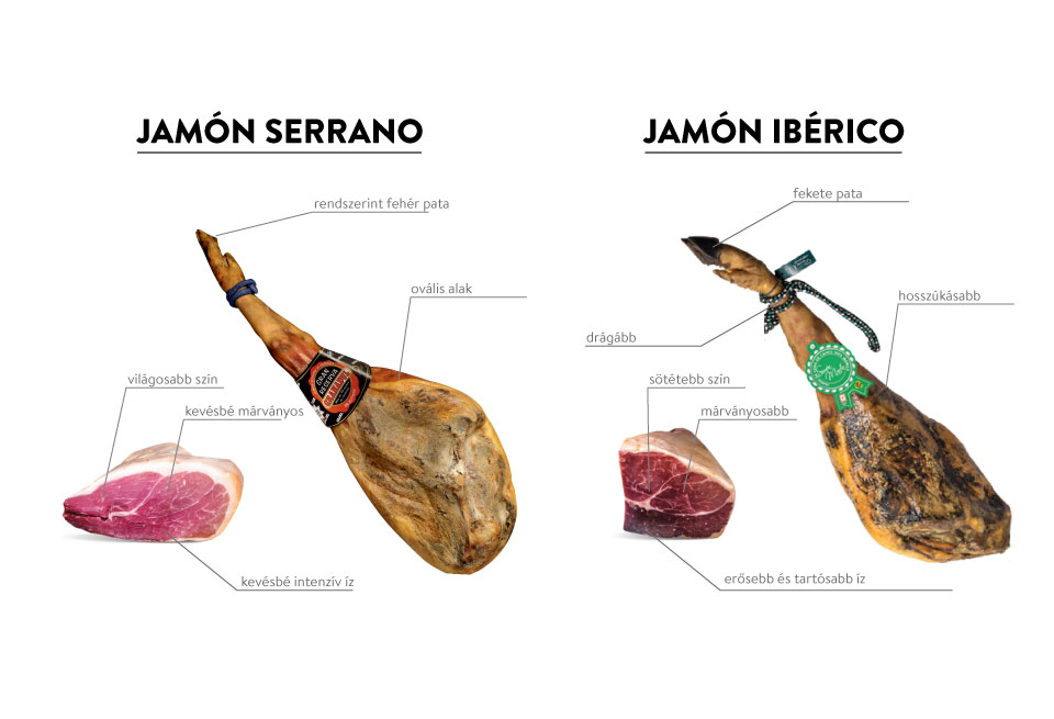 A jamón ibérico és a jamón serrano közötti különbség